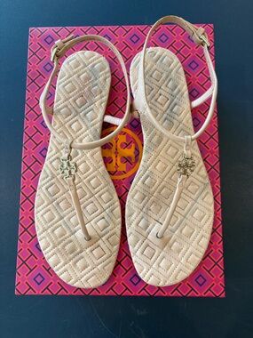 Tory Burch Marion Quilted Sandal, Clay Pink, Size 8, Vegan Leather